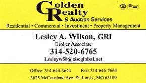 picture of Golden Realty business card and Lesley Wilson info